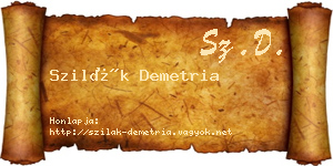 Szilák Demetria névjegykártya